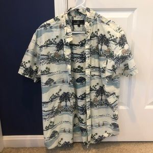 White Molokai Surf Co Hawaiian Button Up